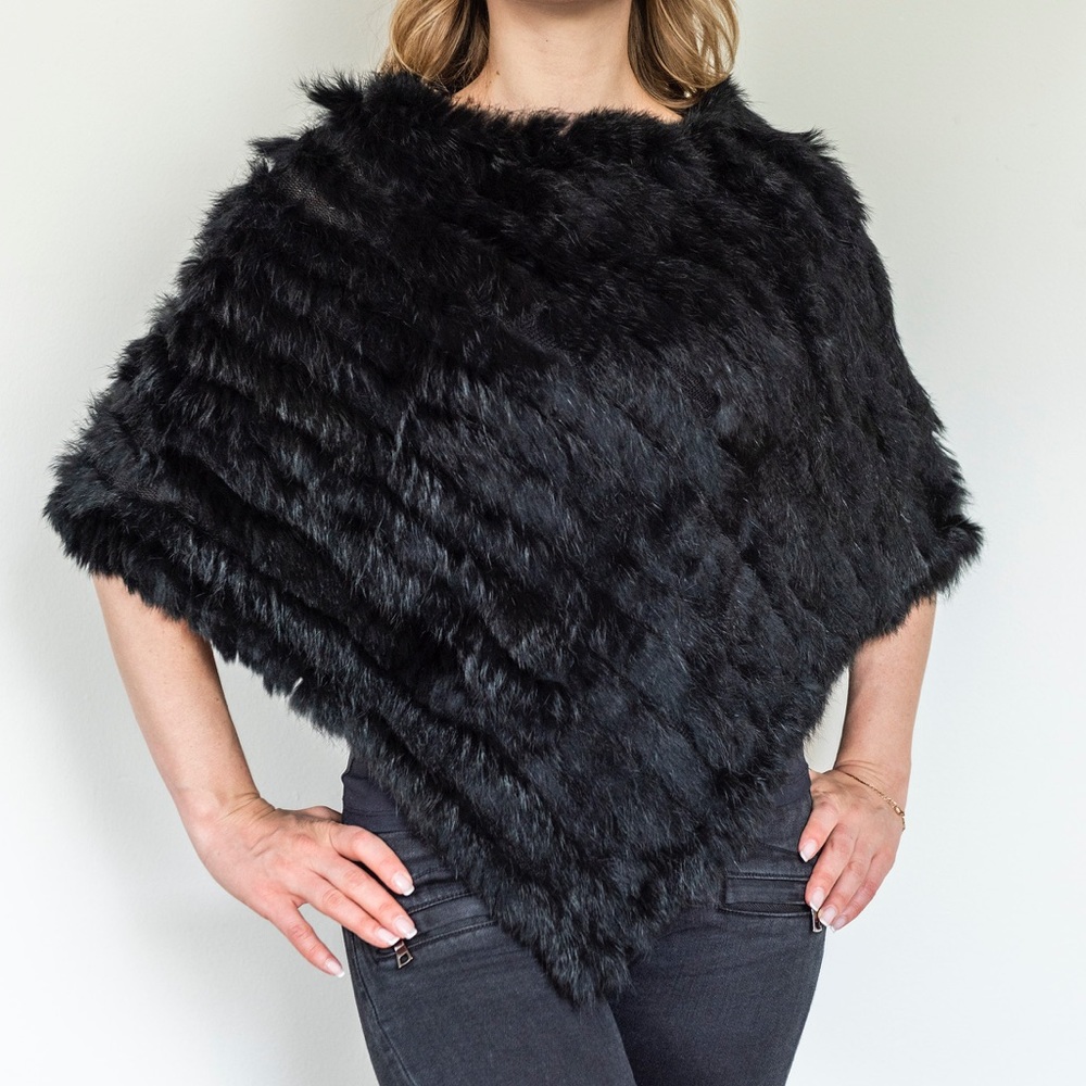 Real rabbit fur poncho